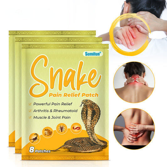 3 Packs, Snake Pain Relief Patch, Arthritis & RheumatoidMuscle & Joint Pain  (8pcs/bag)*3 蛇毒贴肩颈腰腿痛