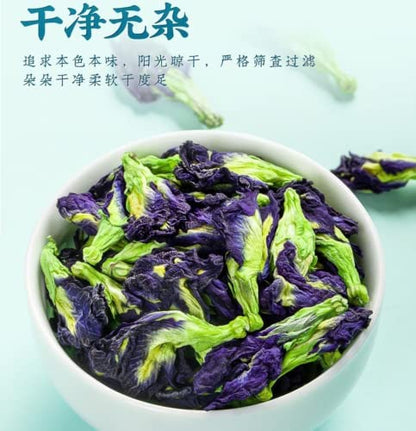 Herbal Tea Blue Dried Butterfly Pea Flower Tea 100g/bag Unique Blue Color and Health Benefits, All Natural Caffeine-free Herbal Tea 蝶豆花茶100g
