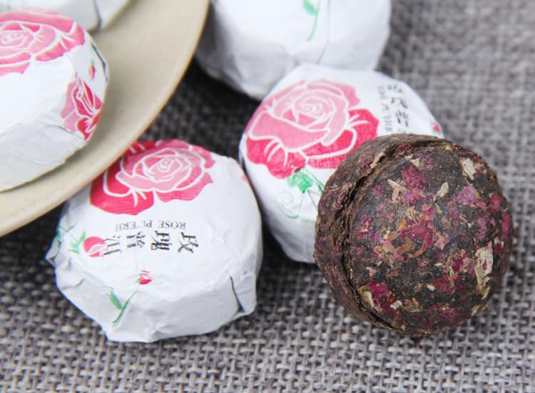 Natural and Additive-free Yunnan Flower Tea Tuo Tea Rose Puerh Ripe Tea 500g Combination Herbal Tea Tea Red Rose Tea 玫瑰花普洱熟茶组合花草茶茶红玫瑰茶叶500g