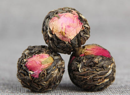 Premium Herbal Pu'er Rose Tea Dragon Pearl 500g Pu'er Small Tuo Tea Ancient Tree Tea Pure Material Raw Tea Green Tea 手工花草普洱 玫瑰花茶龙珠手工普洱小沱茶古树茶纯料生茶