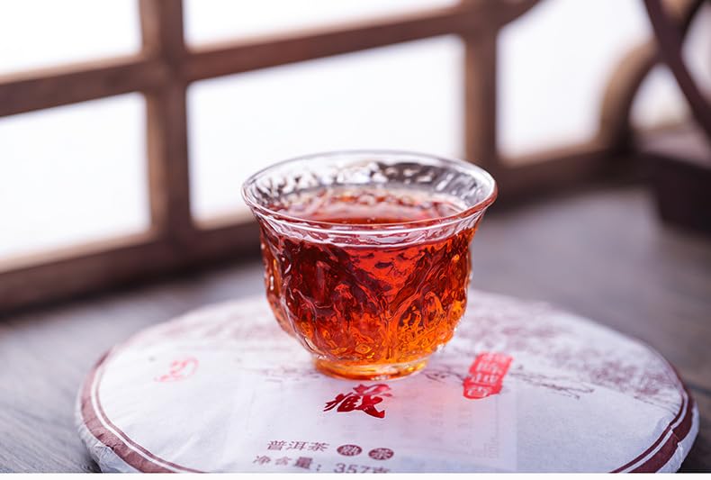 Premium Dry Storage Yiwu Ripe Tea 357g/ 12.59oz Puerh Tea Cake Natural Yunnan Puerh Tea Black Tea Puerh Ripe Tea Cake 干仓易武熟茶 357g 普洱茶饼 云南普洱茶叶普洱熟茶饼