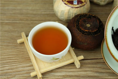 Natural Yunnan Chenpi Puerh Tea 500g Ripe Tea Xinhui Kampot Tea Xiaoqingkang Puerh Tuo Tea Deliciously Smooth Puerh Tea 云南陈皮普洱茶 熟茶 新会特产柑普茶小青柑普洱小沱茶