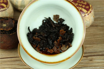 Natural Yunnan Chenpi Puerh Tea 500g Ripe Tea Xinhui Kampot Tea Xiaoqingkang Puerh Tuo Tea Deliciously Smooth Puerh Tea 云南陈皮普洱茶 熟茶 新会特产柑普茶小青柑普洱小沱茶