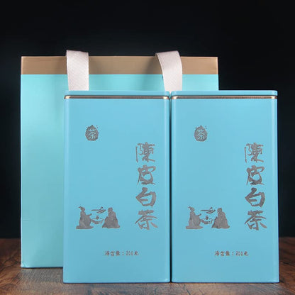 Premium Chenpi White Tea Xinhui Chenpi + Yunnan White Tea Old White Tea Small Tea Cake Gift Set 400g(200g*2) Natural Chinese Tea 陈皮白茶新会陈皮+云南白茶老白茶薄片小茶饼礼盒装400g/套