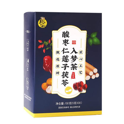 Herbal Tea Sour Date Tea Dream Tea 5.29oz Good Night Dream Health Tea Mix Class Combination Bag Tea 150g/box 酸枣仁莲子茯苓入梦茶养生茶叶混合类组合袋泡茶