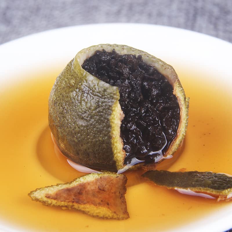 Natural and Additive-free Tea Fossil Small Green Citrus Puerh Tea 500g Xinhui Chenpi Puerh Tea Fossil Tea Broken Silver Xiaoqinggan Ripe Tea 茶化石小青柑普洱茶500g 新会陈皮普洱茶 茶化石碎银子小青柑