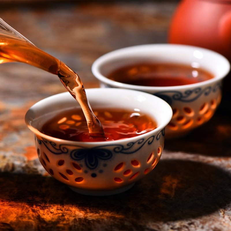Natural Puerh Tea Cooked Tea Big Tree Puerh Ripe Tea 357g / 12.59oz Yunnan Qizi Cake Tea，Aged Aroma, Mellow and Smooth Flavour 大树普洱 醇品357克 云南七子饼茶