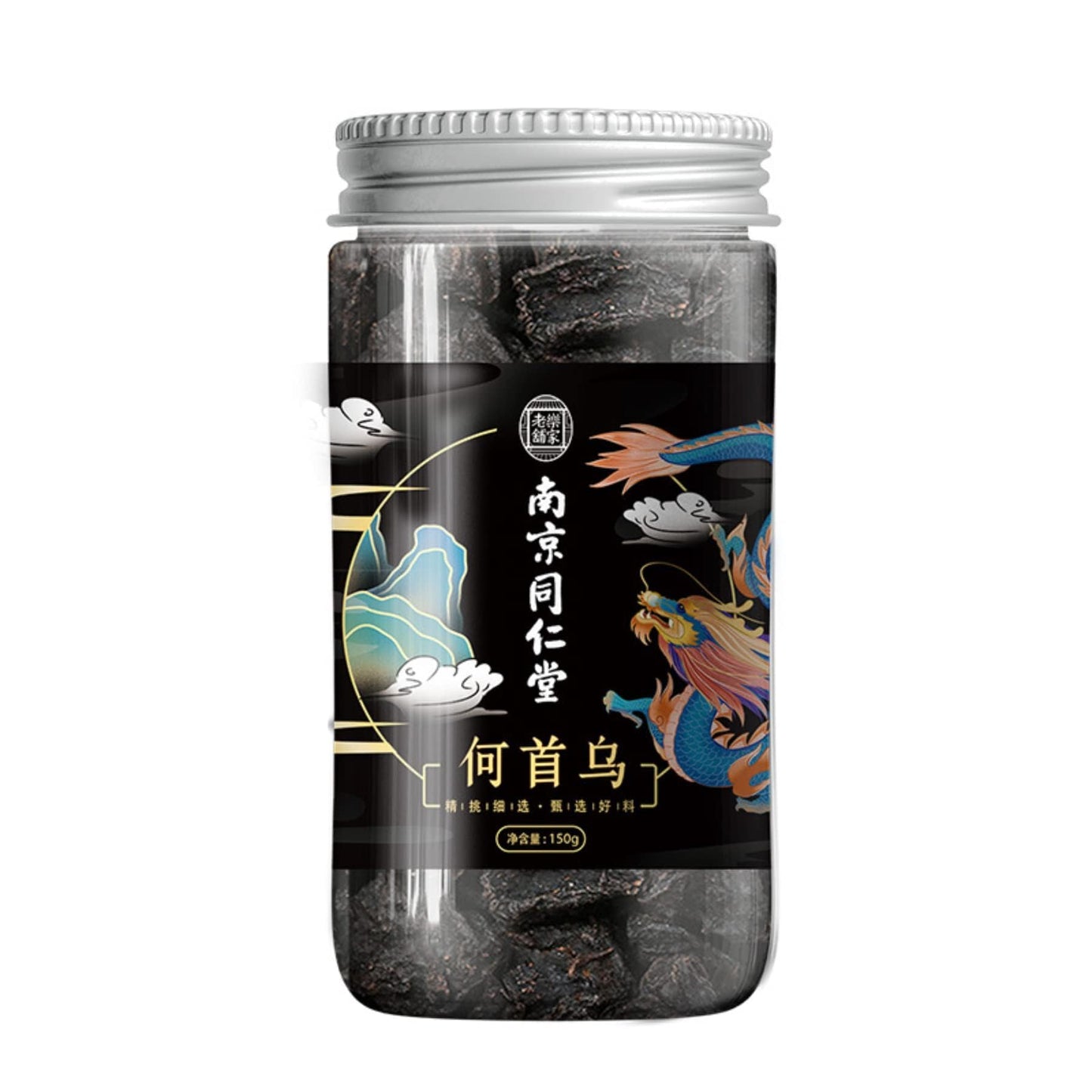 Zhi HeShou Wu 150g (5.29oz) Nine Steamed Nine Sun He Shou Wu Slices Oolong Tea Bulk Natural Canned Tea Chinese Herbal Medicine 制何首乌九蒸九晒何首乌片乌发茶散装罐