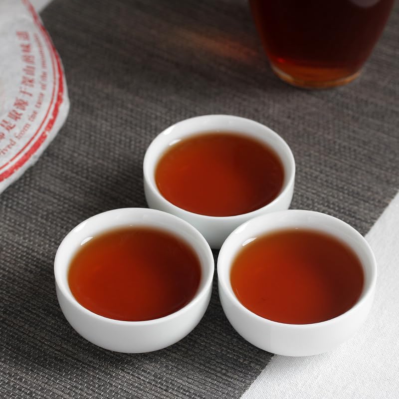 Natural Without Additives Yunnan Puerh Tea aged Jingmai Ancient Tea Cooked Tea 357g Premium Qizi Cakes Healthy and Delicious Black Tea云南普洱茶景迈古树熟茶357克特级祁子饼红茶