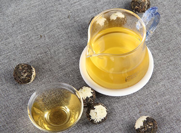 Herbal Puerh Tea, Green Tea Yellow Flower Flower Tea Longzhu 500g Ancient Tree Tea Pure Ingredients Raw Tea Tea Aroma Floral Aroma Delightful 龙珠纯手工普洱小沱茶古树茶纯料生茶500g