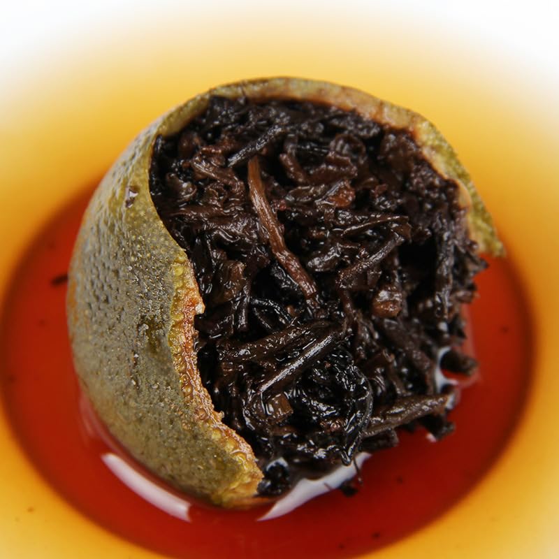 Natural and additive-free Yunnan Puerh Tea 500g Xinhui Chenpi Palace Xiaoqingkang Chennian Palace Ripe Tea Citrus Tea Black tea 云南普洱茶 新会特产陈皮宫廷小青柑 500g陈年宫廷熟茶柑普茶