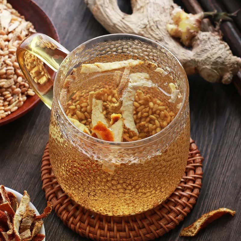 Natural and Additive-free Chen Pi Ginger Rice Tea 200g / 7.05oz Fried Ginger Rice Tea Infused with Water Healthy and Delicious Herbal Tea 南京同仁堂姜米茶脆皮小炒泡水喝 200克