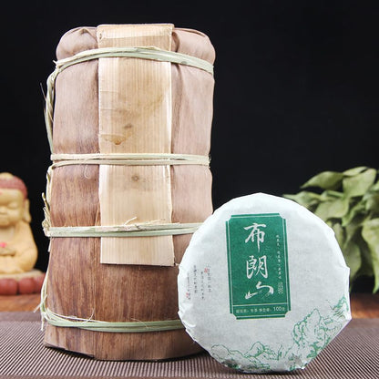 Natural and Additive-free Puerh Tea Raw Tea Cake Premium Brown Mountain Puerh Round Tea Raw Cake 100g Green Tea 普洱茶生茶饼茶布朗山普洱七子饼圆茶生饼100克