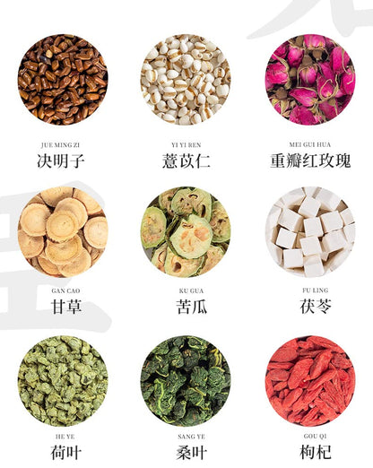 Lotus Leaf, Rose, Bitter Melon Tea, Cassia Seeds Small Cans of Flower Tea Scientific Ratio One Can A Day 105g (3.70oz) Combination Chinese Herbal Tea 荷叶玫瑰苦瓜茶 决明子小罐装花茶