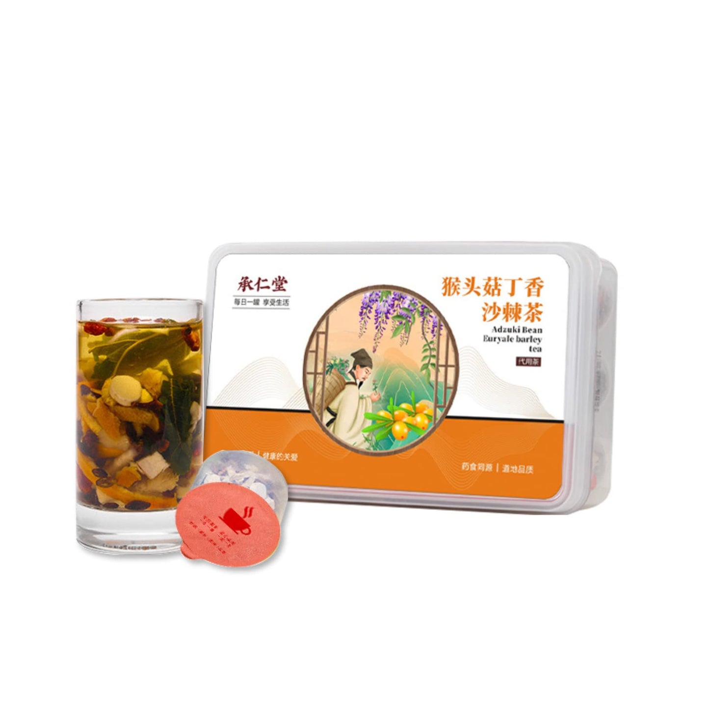 Premium Health Tea Yam Barley Flower Tea A Cup of Tea Combination Chinese Herbal Tea 承仁堂 猴头菇丁香沙棘茶30小罐