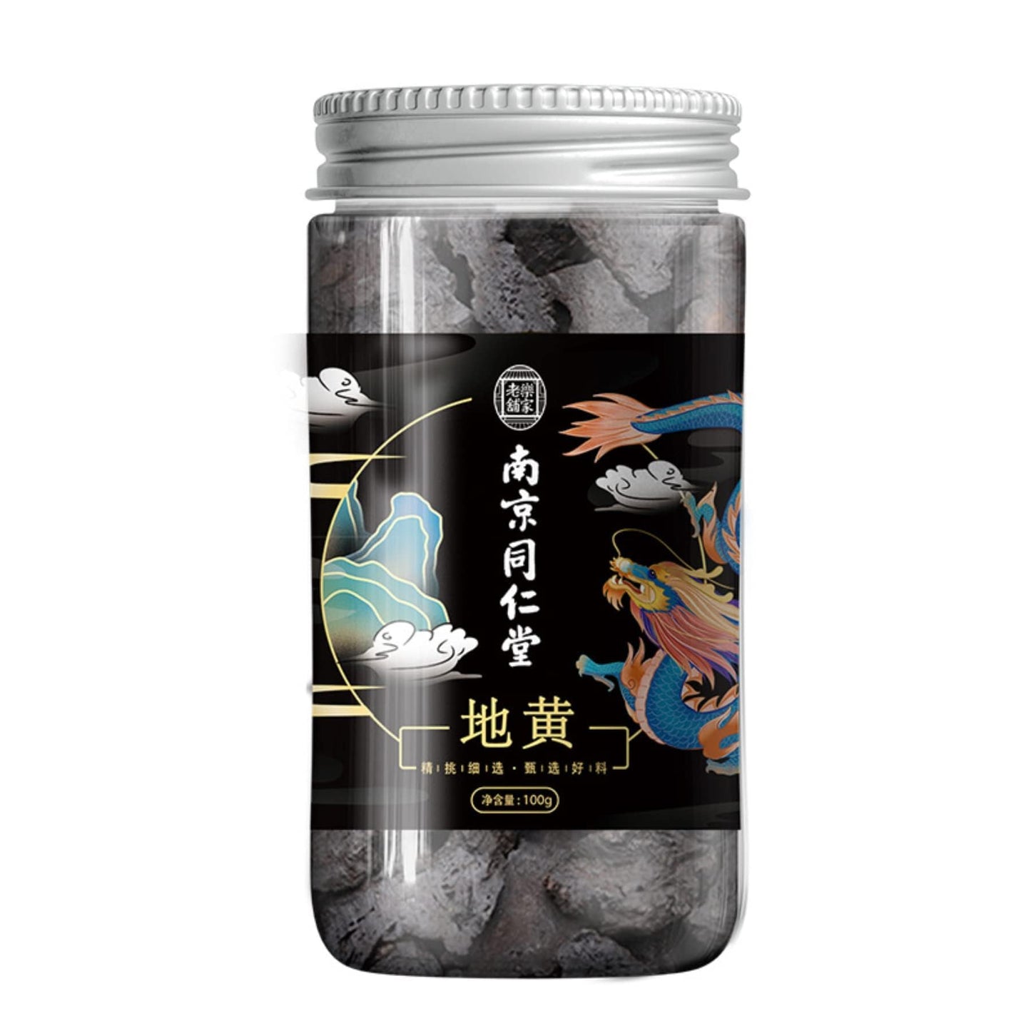 Rehmannia Root Cooked Rehmannia Glutinosa 100g(3.52oz) Canned Tea Nine Steamed and Nine Sun-dried Huai Di Huang for Soup 熟地黄罐装茶九蒸九晒怀地黄煲汤