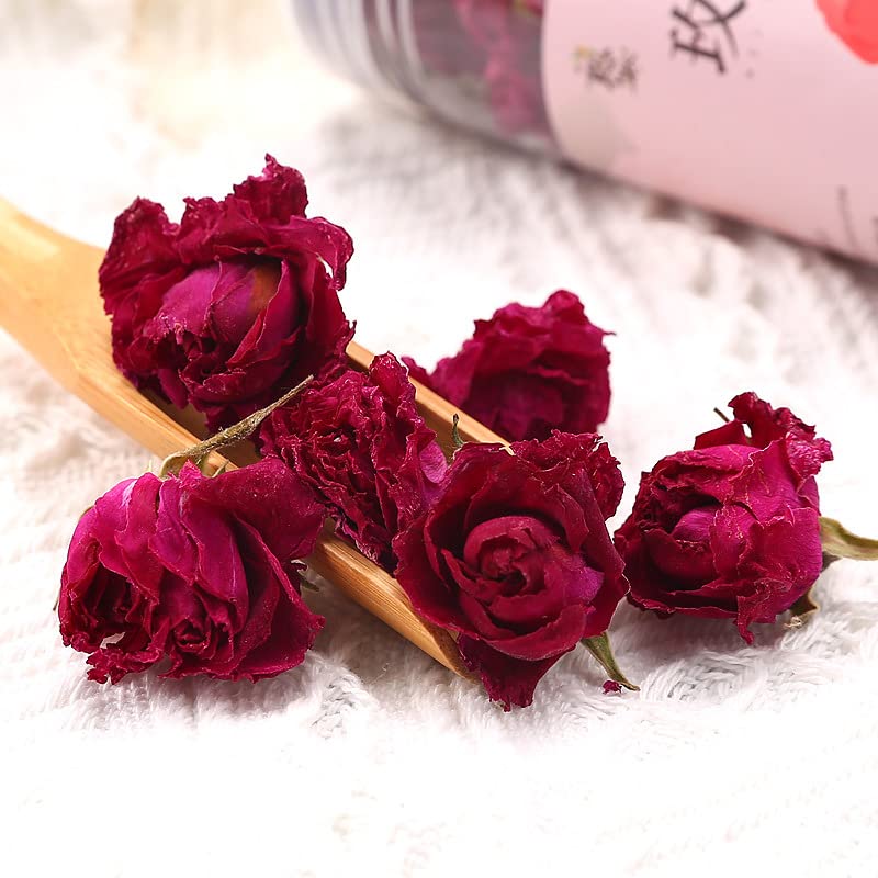 Natural 1.05oz Flower Tea Red Rose Tea Yunnan Large Freeze-dried Rose Crown Infusion 30g/can Herbal Tea 重瓣墨红玫瑰花茶云南大朵冻干玫瑰花冠泡水养颜