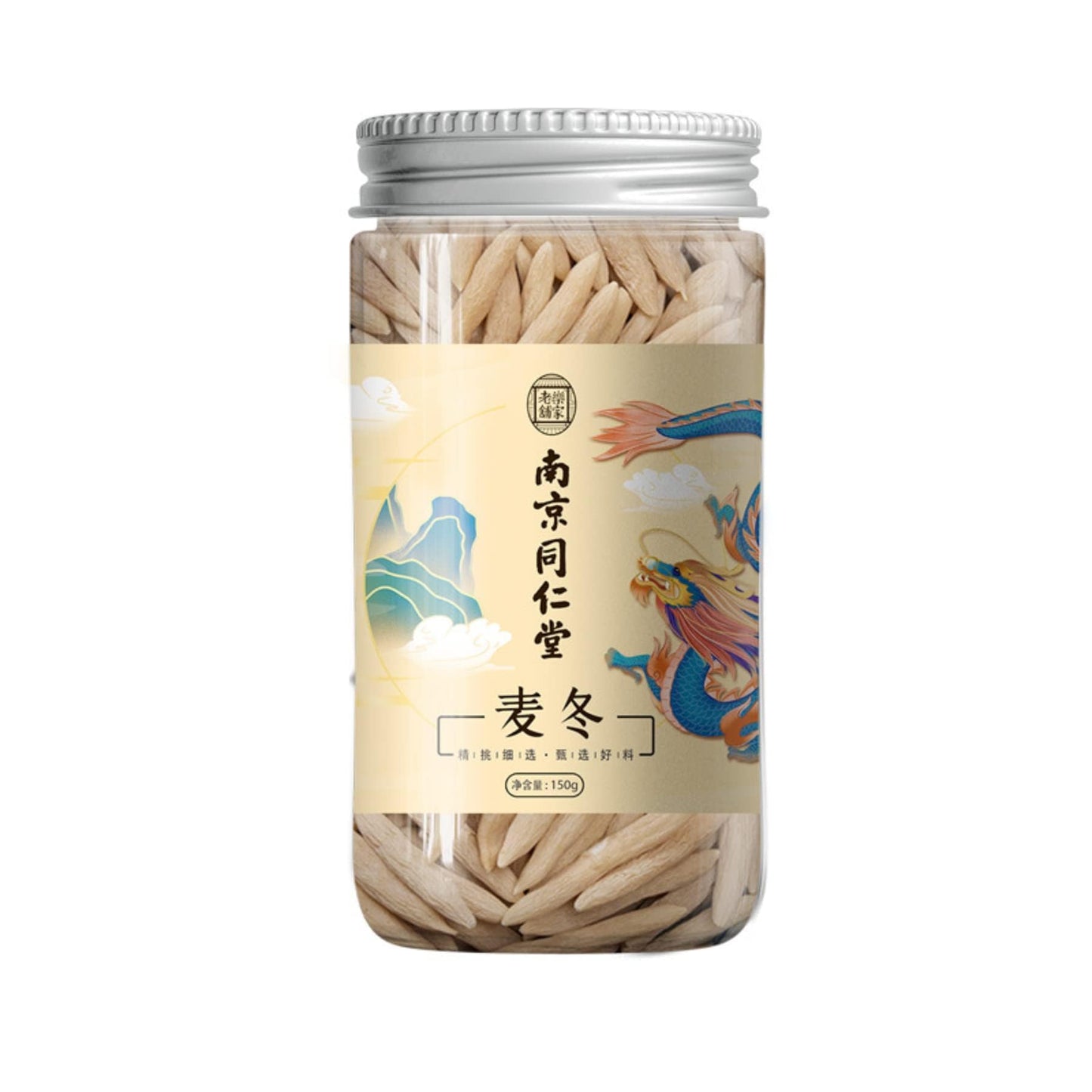 TongRen Tang Natural 150g Mai Dong Tea 5.29oz Mai Dong Tea for Soup and Tea Making Chinese Herbal Tea Health 南京同仁堂麦冬罐装茶