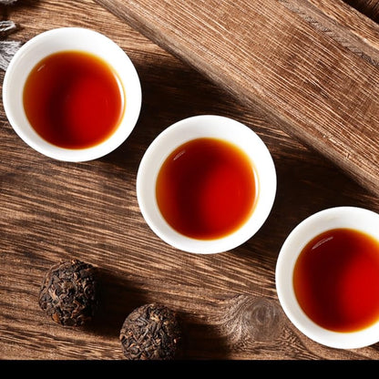 Premium Puerh Tea Ripe Tea Menghai Big Tree Tea Puerh Xiao Long Zhu Tea Cooked Tea 250g Brown Mountain Bright Front Tea 普洱茶熟茶勐海大树茶普洱小龙珠熟茶250g/罐布朗山明前茶