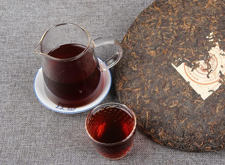 Premium Puerh Tea Black Tea Dry Warehouse Ripe Tea Menghai Palace Zhen Yunnan Qizi Cake Ripe Tea 357g Natural Cake Tea 普洱茶 干仓熟茶 勐海 宫廷臻 云南七子饼熟茶 357克饼茶