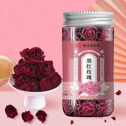 China Herbal Tea Nanjing Tong Ren Tang Red Rose Tea NON-GMO Natural 0.52oz/15g Female Infusion Canned Flower Tea 同仁堂红玫瑰花茶