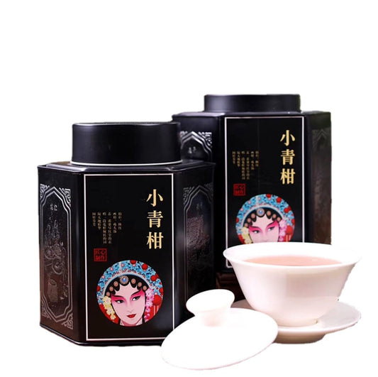 Guangdong Puerh Tea Small Green Citrus Pure Sun Ripe Tea Chen Pei Tangerine Tea 500g / 17.63oz (250g*2) Chinese Black Tea Cooked Tea 广东普洱茶小青柑纯日晒生晒熟茶陈皮桔普茶桔子茶500克礼盒装茶