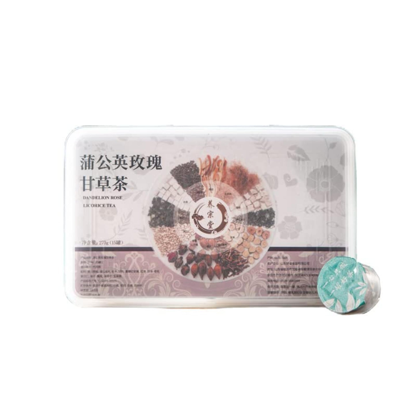 Dandelion Rose Licorice Tea 15 Cans/box Small Can Health Tea 270g (9.52oz) Combination Chinese Herbal Tea Flower Tea 蒲公英玫瑰甘草茶 270克15罐装 小罐养生茶