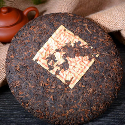 Premium Yunnan Puerh Tea Leaves Ripe Tea 357g/12.59oz Qizi Tea Cake Ancient Tree Tea Rich and Aromatic Black Tea from China 云南普洱茶叶熟茶357克七子茶饼古树茶