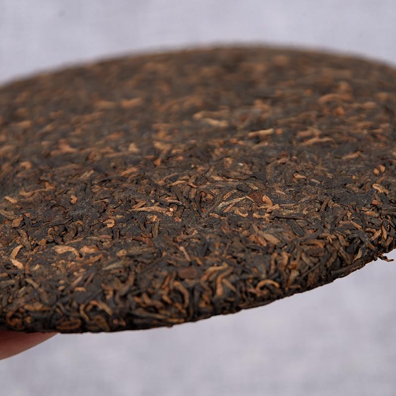 Premium Yunnan Puerh Menghai Ripe Tea 357g/12.59oz Deliciously Smooth Puerh Tea Natural No Additives Black Tea 勐海熟茶 357g/饼 熟普洱饼茶 七子藏香