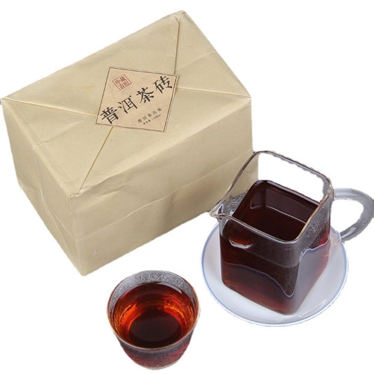 Puerh Tea Ripe Tea Yunnan Puerh Ancient Tree Tea Brick Aged Dry Storage 1000g Puerh Tea Ripe Tea Leaves Aged Fermented Yunnan Black Tea 普洱茶熟茶 云南普洱古树茶砖 陈年干仓1000g普洱茶熟茶叶