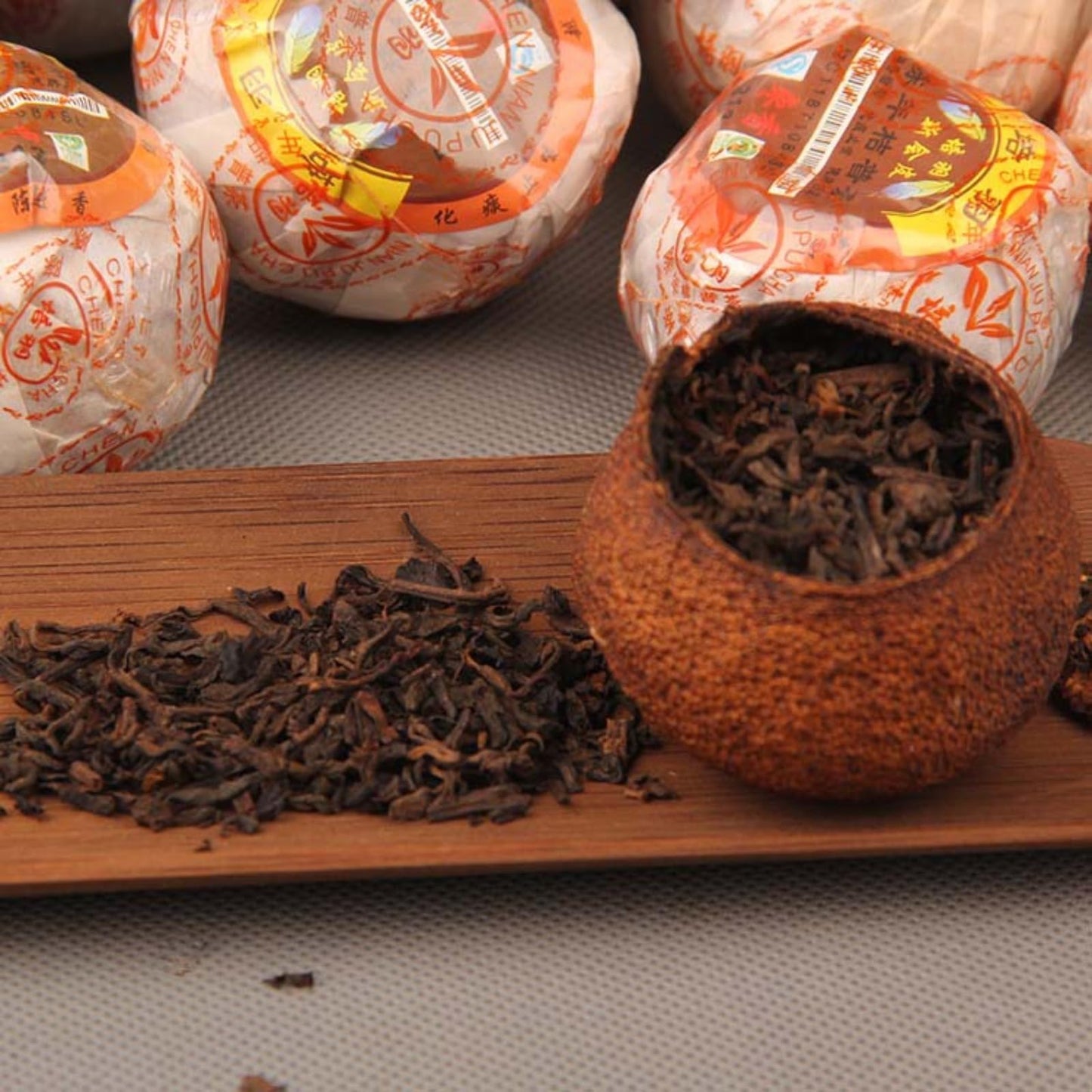 Chen Pi Puerh Tea Cooked Tea 500g Citrus Tea Tangerine Tangerine Tangerine Chen Nian Tangerine Puerh Tea Pure Menghai Flavour, Black Tea 陈皮普洱茶 熟茶柑普茶桔普