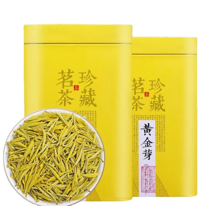 Premium Green Tea Golden Bud Tea Mingqian Tender Buds Rare Tasty and Fresh Green Tea Loose Tea Canned 125g/can 绿茶新茶黄金芽茶叶明前嫩芽珍稀黄金芽散茶罐装250克