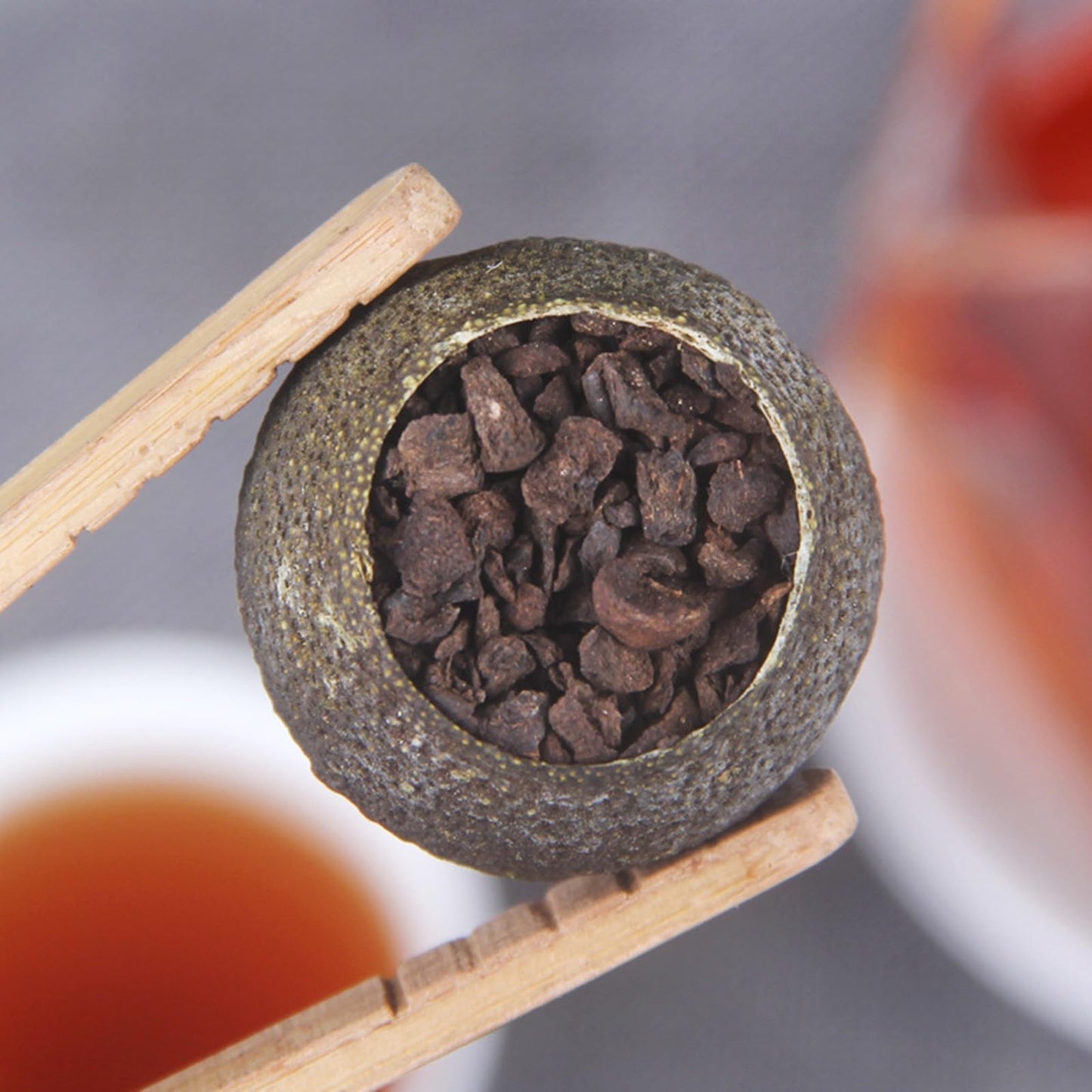 Natural and Additive-free Tea Fossil Small Green Citrus Puerh Tea 500g Xinhui Chenpi Puerh Tea Fossil Tea Broken Silver Xiaoqinggan Ripe Tea 茶化石小青柑普洱茶500g 新会陈皮普洱茶 茶化石碎银子小青柑