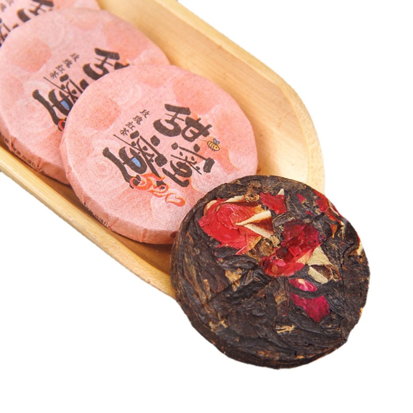 Natural and Additive-free Rose Black Tea Small Tuo Tea Cake Yunnan Dian Hong Tea 500g Sweet Honey Rose Tea Small Jade Cake Flower Black Tea 玫瑰红茶小沱茶饼云南滇红茶叶