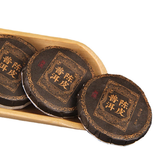 Natural Chenpi Puerh Tea Small Tuo Cha Cake Yunnan Chenpi Ripe Tea 500g Black Tea Small Jade Cake Aged Citrus Puerh Tea Sweet and Smooth 陈皮普洱茶小沱茶饼云南陈皮熟茶叶黑茶小玉饼陈年柑普茶500g