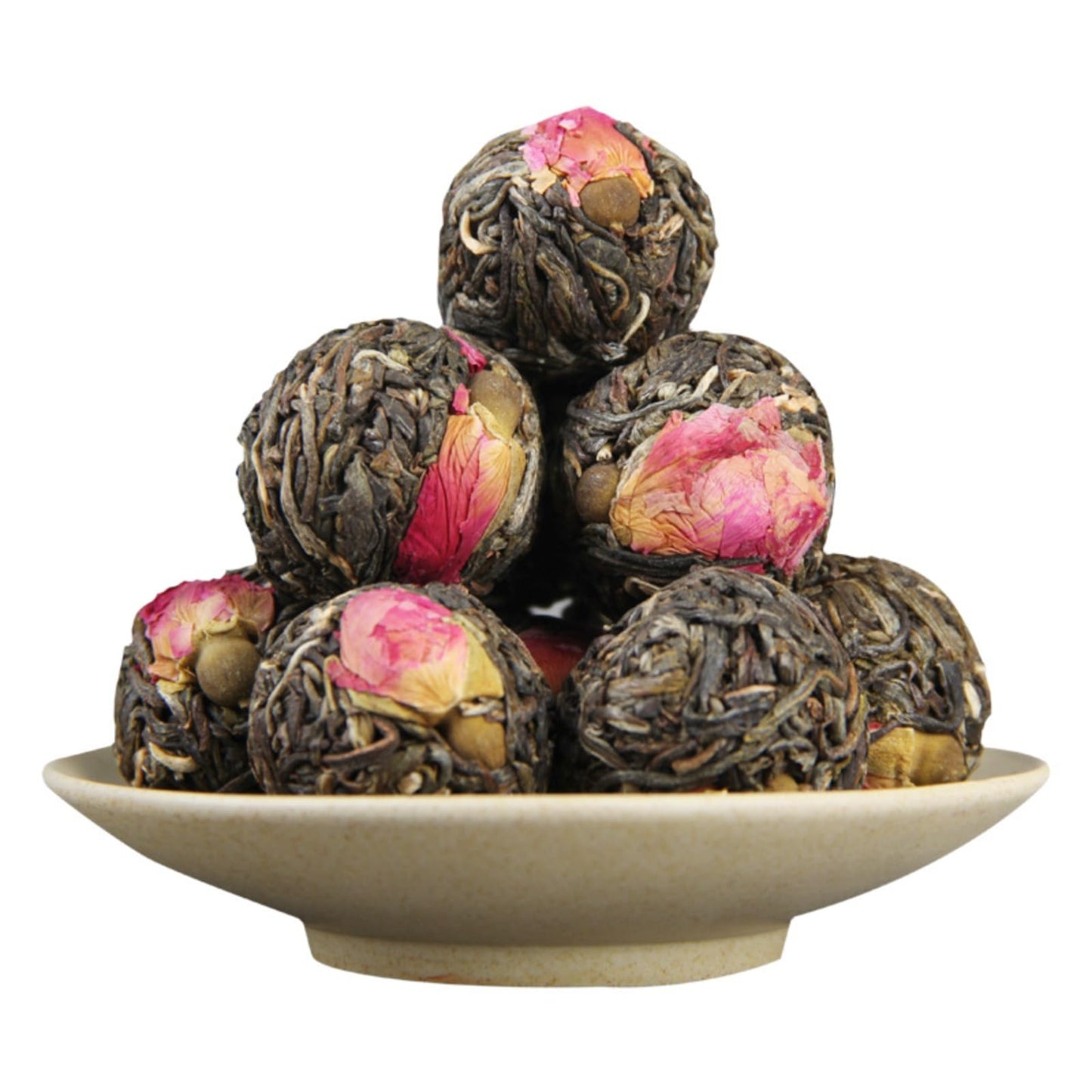 Premium Herbal Pu'er Rose Tea Dragon Pearl 500g Pu'er Small Tuo Tea Ancient Tree Tea Pure Material Raw Tea Green Tea 手工花草普洱 玫瑰花茶龙珠手工普洱小沱茶古树茶纯料生茶