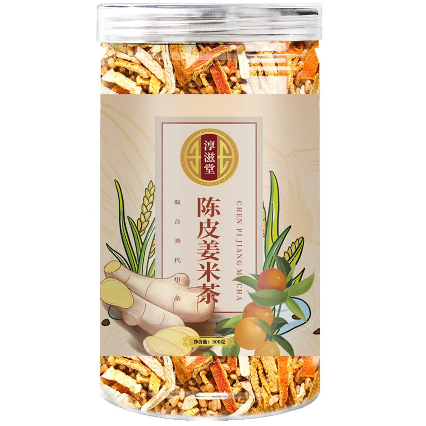 Premium Chen Pi Ginger Rice Tea 300g Fried Ginger Rice Tea Infusion 10.58oz Raw Ginger Shredded Rice Fried Ginger Rice Tea Herbal Tea