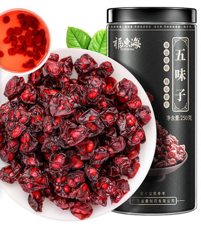 China Herbs Natural Without Additives Dried Schisandra Berry 250g/can Changbaishan Whole Schisandra Chinensis Tea 长白山颗粒五味子250g