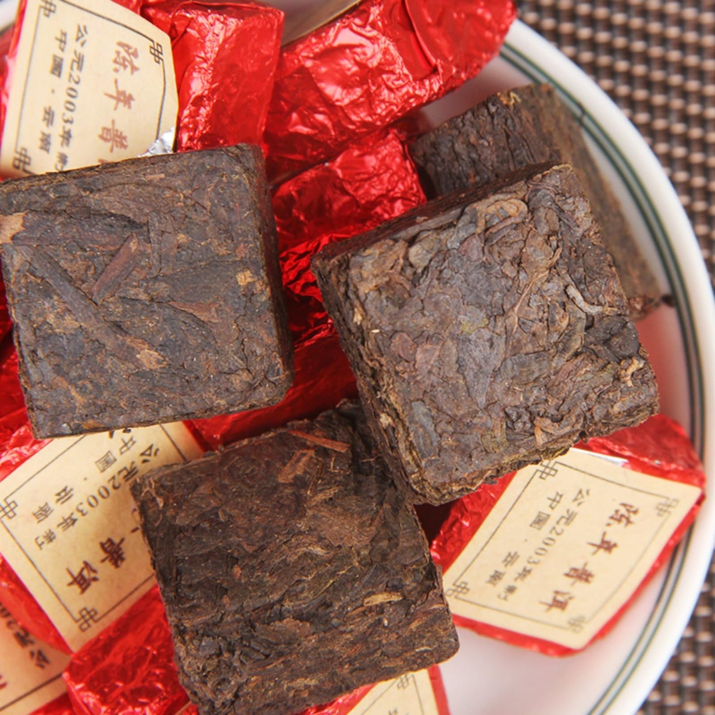 Yunnan Puerh Tea Ripe Tea Aged Small Golden Brick Tea Brick Smooth and Mellow Small Tuo Tea Small Square Brick Ripened Puerh 云南普洱茶熟茶陈年小金砖茶砖清香茶叶小沱茶小方砖熟普500g