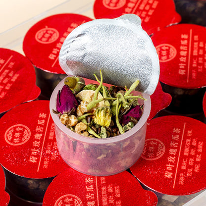 Lotus Leaf, Rose, Bitter Melon Tea, Cassia Seeds Small Cans of Flower Tea Scientific Ratio One Can A Day 105g (3.70oz) Combination Chinese Herbal Tea 荷叶玫瑰苦瓜茶 决明子小罐装花茶