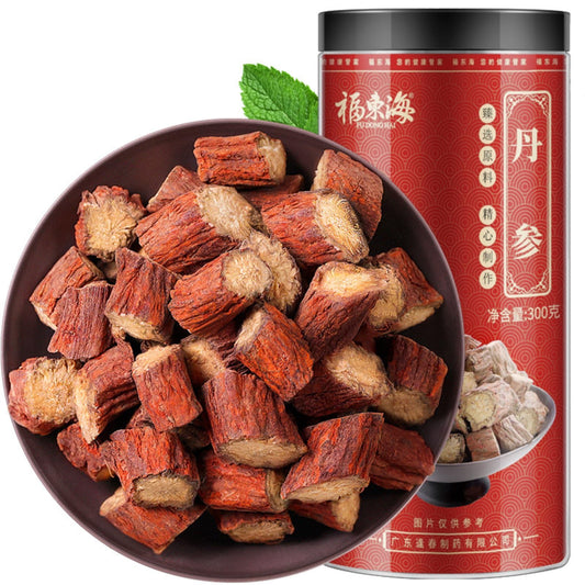 Chinese Salvia miltiorrhiza 300g/can Danshen 10.58oz Chinese Herbal Medicine, Herbal Tea Easy-open Cans Sealed Dry and Moisture-proof 福东海丹参300g/罐