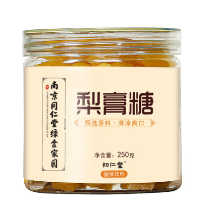 1 Canned 250g Nanjing Tongrentang Pear Paste Candy Refreshing and Moisturizing with Mint Flavor