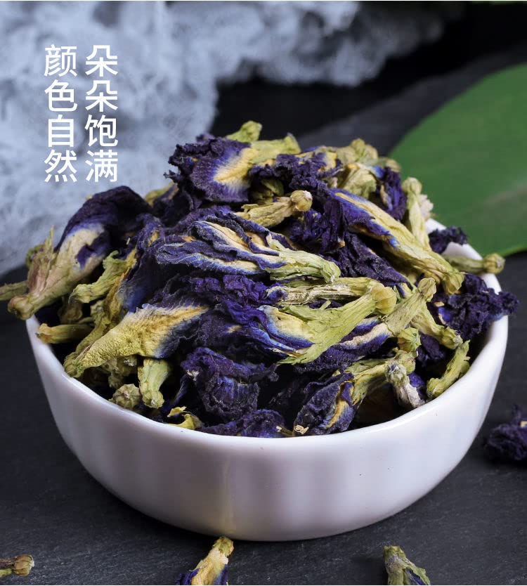 Diedouhua Flower Tea 30g+Roselle Flowers 40g, Herbal Tea - Vegan - GMO Free Roselle Flowers Tea Diedouhua Flower冻干蝶豆花 洛神花组合茶70g