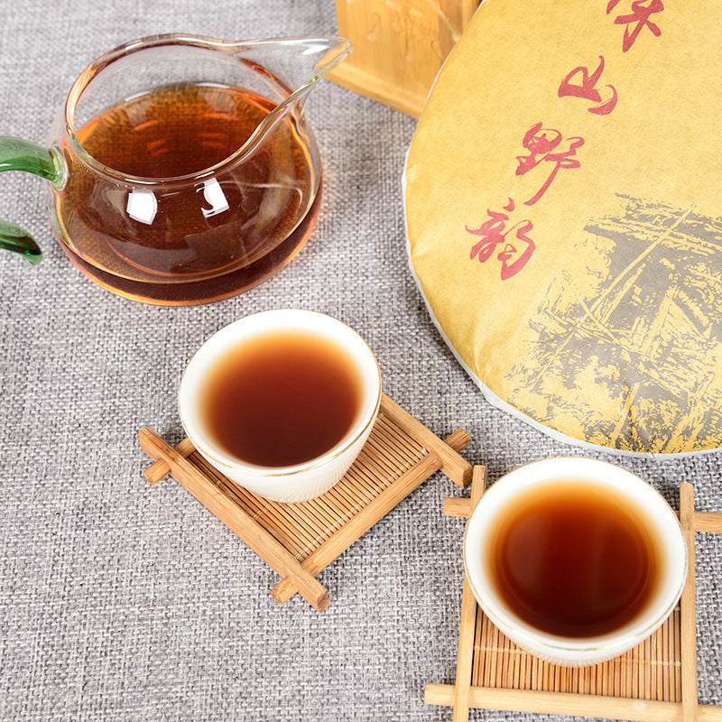 Yunnan Tea Deep Mountain Wild Rhyme Qizi Cake Tea 357g Ripe Tea Pu'er Tea