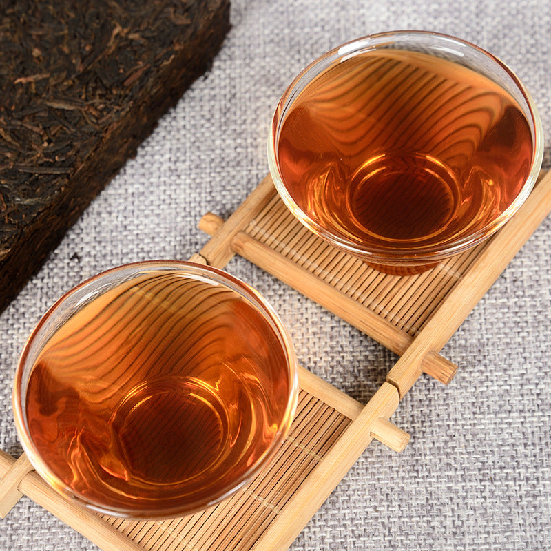 Yunnan Pu'er Tea Aged Tea 250g Tea Stem Brick Tea Bamboo Shoot Shells Aged Ripe Tea Brick Red, Rich and Transparent