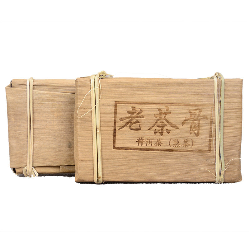 Yunnan Pu'er Tea Aged Tea 250g Tea Stem Brick Tea Bamboo Shoot Shells Aged Ripe Tea Brick Red, Rich and Transparent