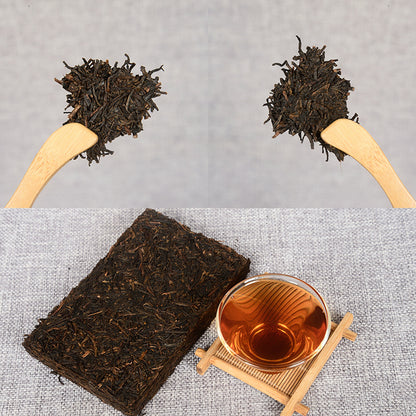 Yunnan Pu'er Tea Aged Tea 250g Tea Stem Brick Tea Bamboo Shoot Shells Aged Ripe Tea Brick Red, Rich and Transparent