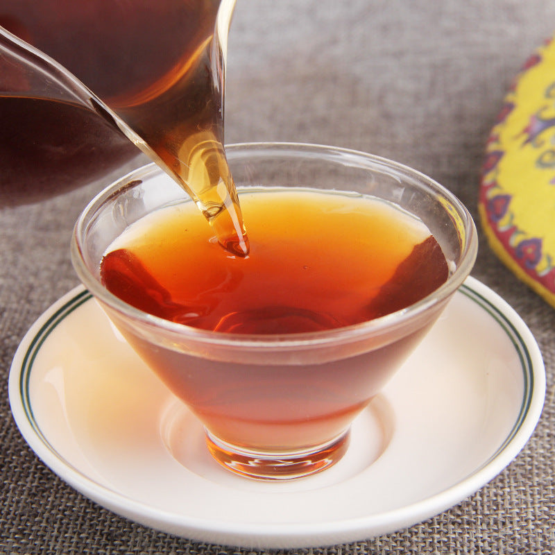 Aged and Mellow Tea 200g Menghai Flavour Puerh Ripe Tea Yunnan Qizi Cake Menghai Flavour Puerh Tea Black Tea