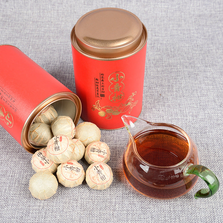 Yunnan 500g Xiaoqing Ganpu Tea Xinhui Chenpi Menghai Ripe Puerh Tea 2 cans (250g*2) Gift Box