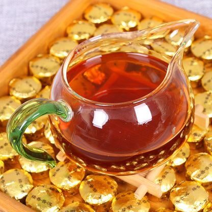 Yunnan Pu-erh Tea Gnomic Fragrance Ripe Pu-erh Tea Mini Golden Leaf Aged Pu-erh Gnomic Fragrance Ripe Tea Tuo 500g